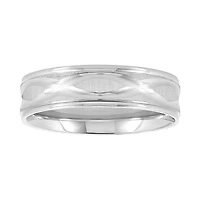 14K White Gold Engraved Design Men's Wedding Band