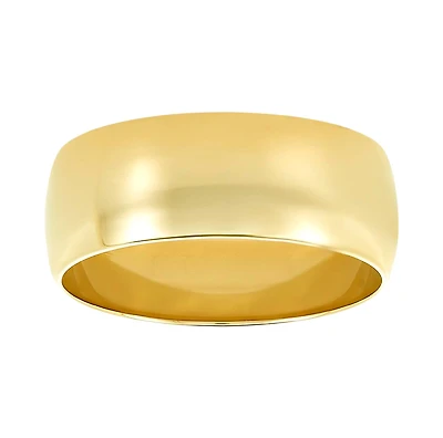 14K Gold Men's Plain High Polished 8mm Wedding Band