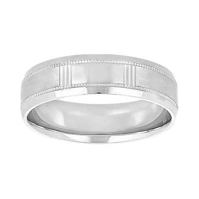 14K White Gold Comfort Fit Satin Finish Men's Wedding Band