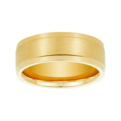 14K Yellow Gold 8mm Plain Satin Finish Men's Wedding Band