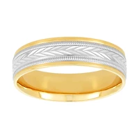 14K Two Tone Gold Chevron Design Men's Wedding Band