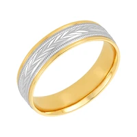 14K Two Tone Gold Chevron Design Men's Wedding Band