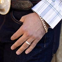 14K Two Tone Gold Chevron Design Men's Wedding Band