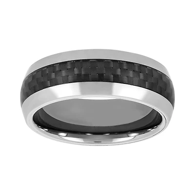 Tungsten and Black Carbon Fiber Men's Wedding Band