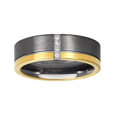 Tungsten Grey and Yellow Diamond Men's Wedding Band