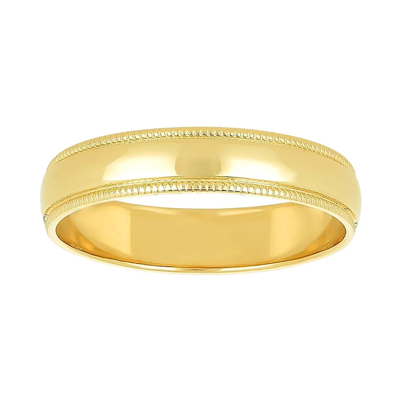 14K Yellow Gold Milgrain Edge Ladies Wedding Band
