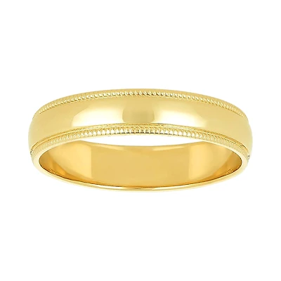 14K Yellow Gold Milgrain Edge Ladies Wedding Band