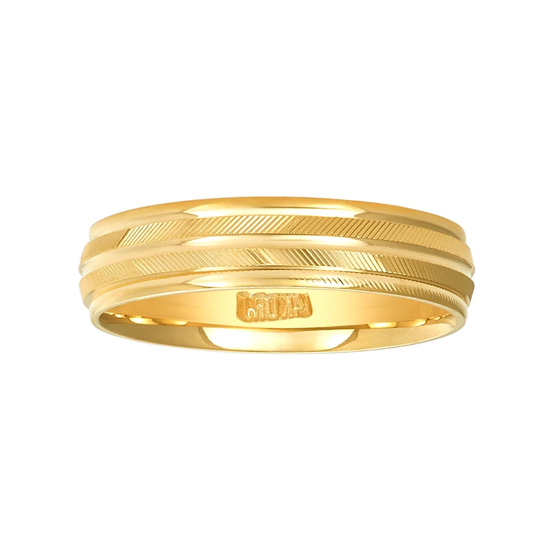 14K Yellow Gold Linear Design Women's Wedding Band