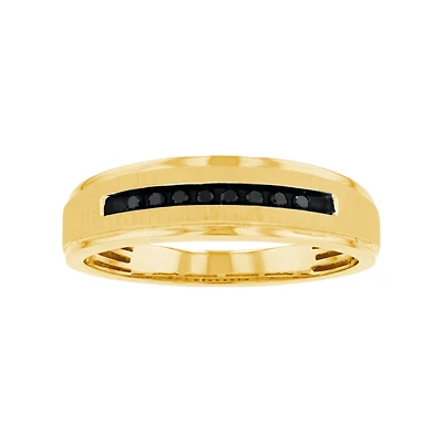 10K Yellow Gold Black Diamond Men's Band