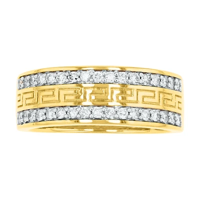 14K Yellow Gold Greek Design Diamond Band