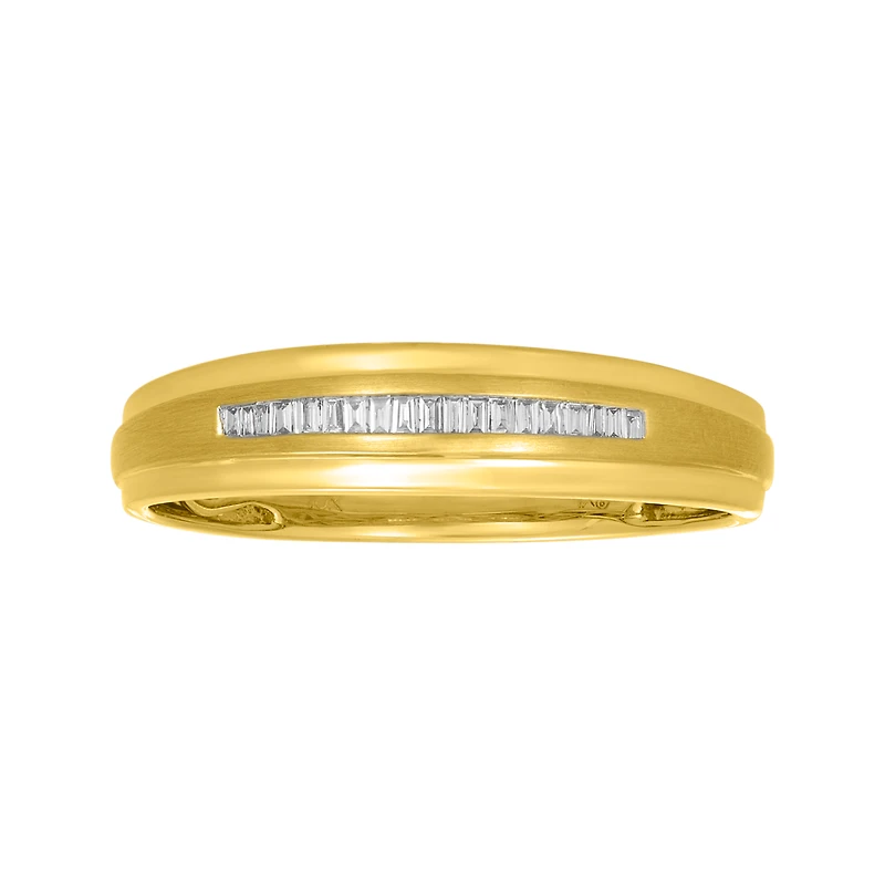 10K Yellow Gold Baguette Diamond Satin Finish Men's Band