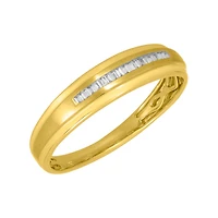 10K Yellow Gold Baguette Diamond Satin Finish Men's Band