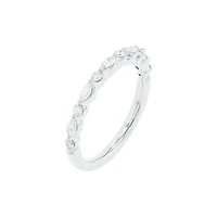 14K White Gold Marquise & Round Diamond Band