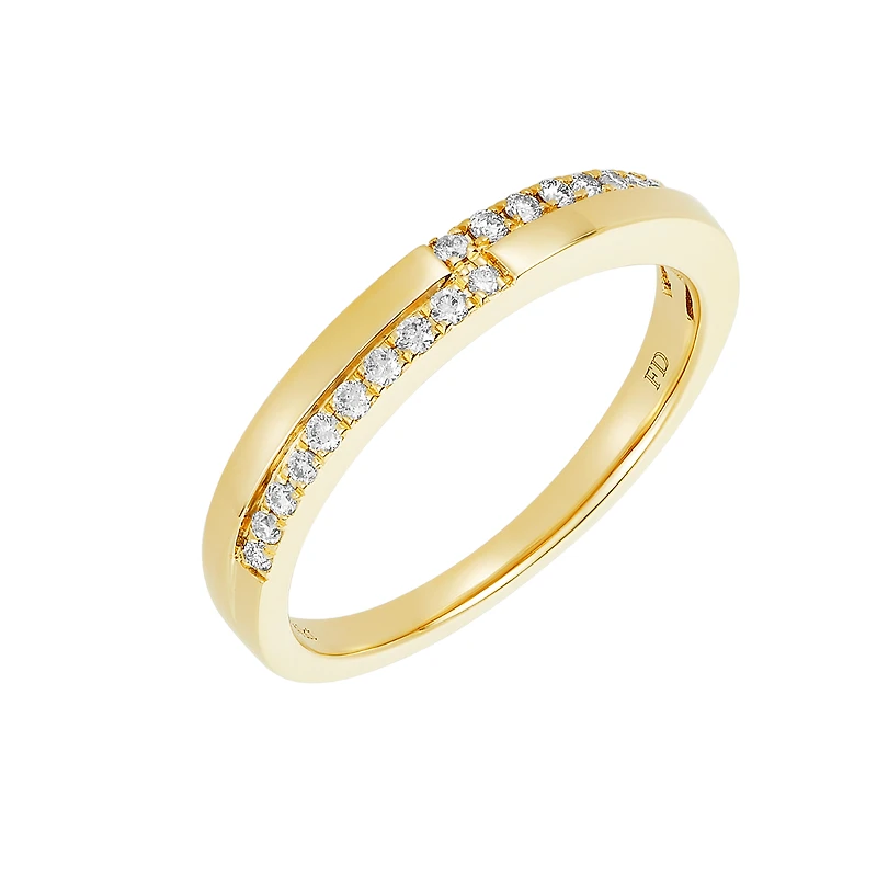 14K Gold Two Tone Engravable Ladies Diamond Band