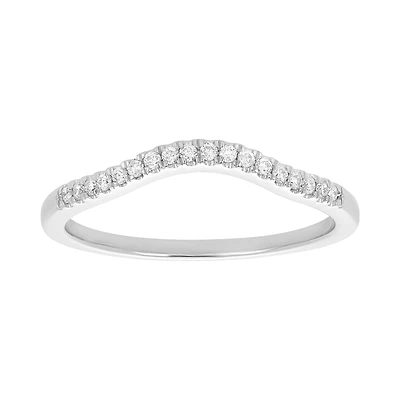 14K White Gold Contour Diamond Wedding Band