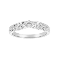 14K White Gold V Shaped Contour Diamond Band
