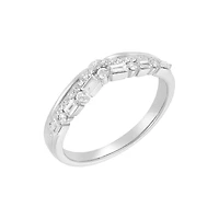 14K White Gold V Shaped Contour Diamond Band