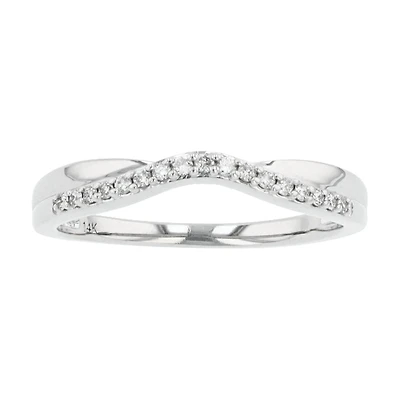 14K White Gold Round Diamond Contour Band