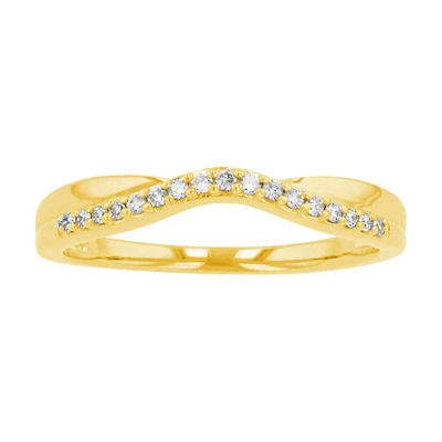 14K Yellow Gold Round Diamond Contour Band