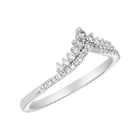 14K White Gold Tiara Fancy V Diamond Band
