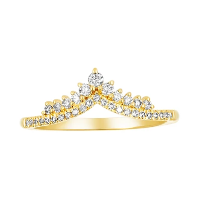 14K Yellow Gold Tiara Fancy V Diamond Band