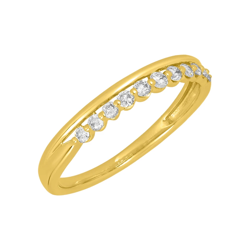 14K Yellow Gold Double Band Diamond Ring