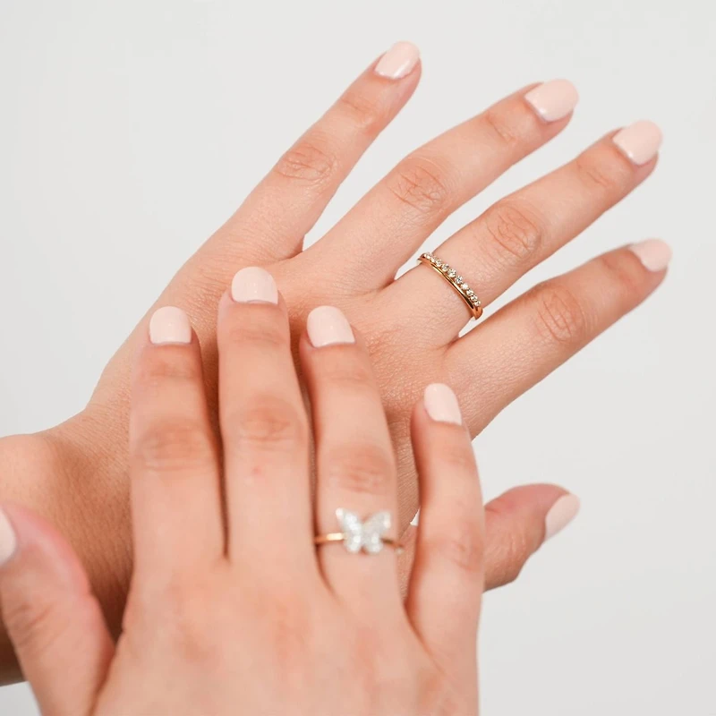 14K Yellow Gold Double Band Diamond Ring