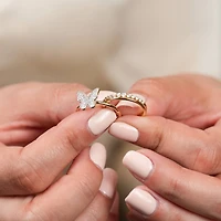 14K Yellow Gold Double Band Diamond Ring