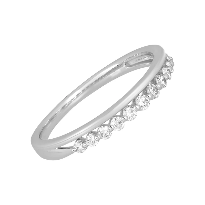 14K White Gold Double Band Diamond Ring