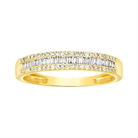 14K Yellow Gold Baguette and Round Diamond Wedding Band