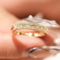 14K Yellow Gold Baguette and Round Diamond Wedding Band