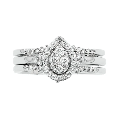 14K White Gold Diamond Pear Wedding Set