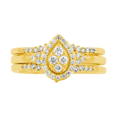 14K Yellow Gold Diamond Pear Wedding Set