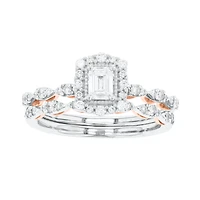 14K Two Tone Diamond Wedding Set