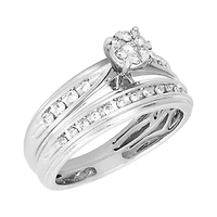 14K White Gold Round Head Diamond Wedding Set