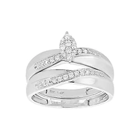 14K White Gold Marquise 1/5 Ctw Diamond Wedding Trio