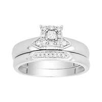 14K White Gold Princess Cut Diamond Wedding Trio