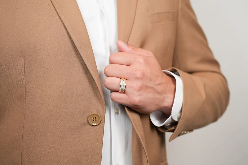 14K Gold Two Tone Men's Diamond Channel Set Band