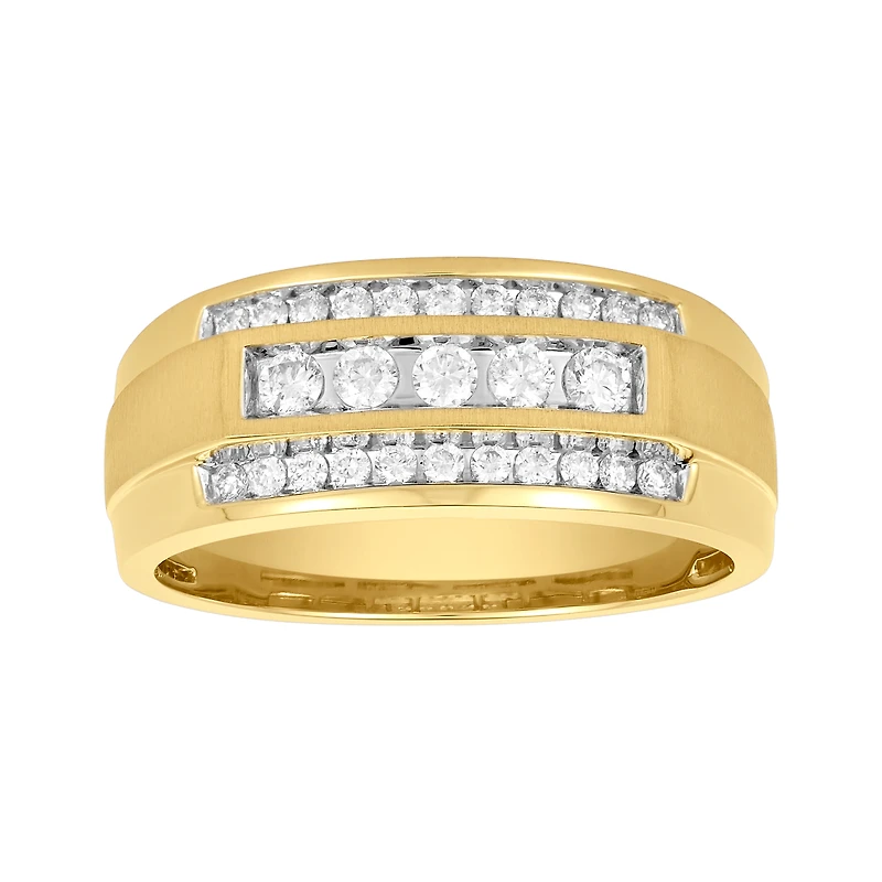 14K Gold Two Tone Men's Diamond Channel Set Band
