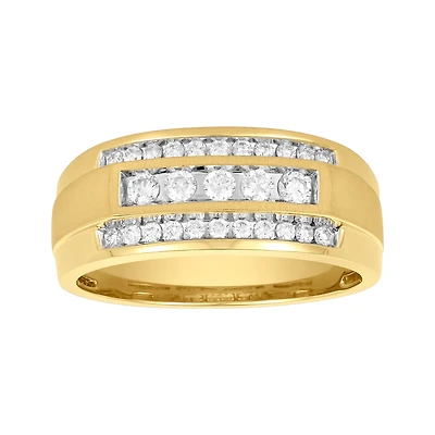 14K Gold Two Tone Men's Diamond Channel Set Band