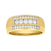 14K Gold Two Tone Men's Diamond Channel Set Band