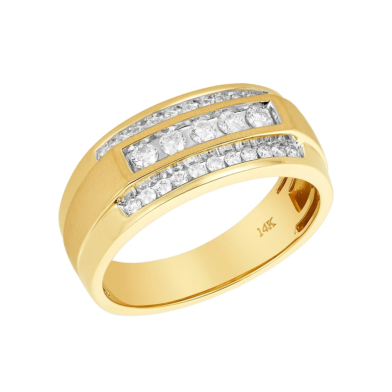 14K Gold Two Tone Men's Diamond Channel Set Band