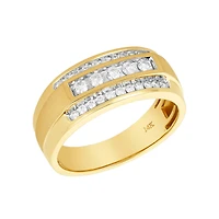 14K Gold Two Tone Men's Diamond Channel Set Band