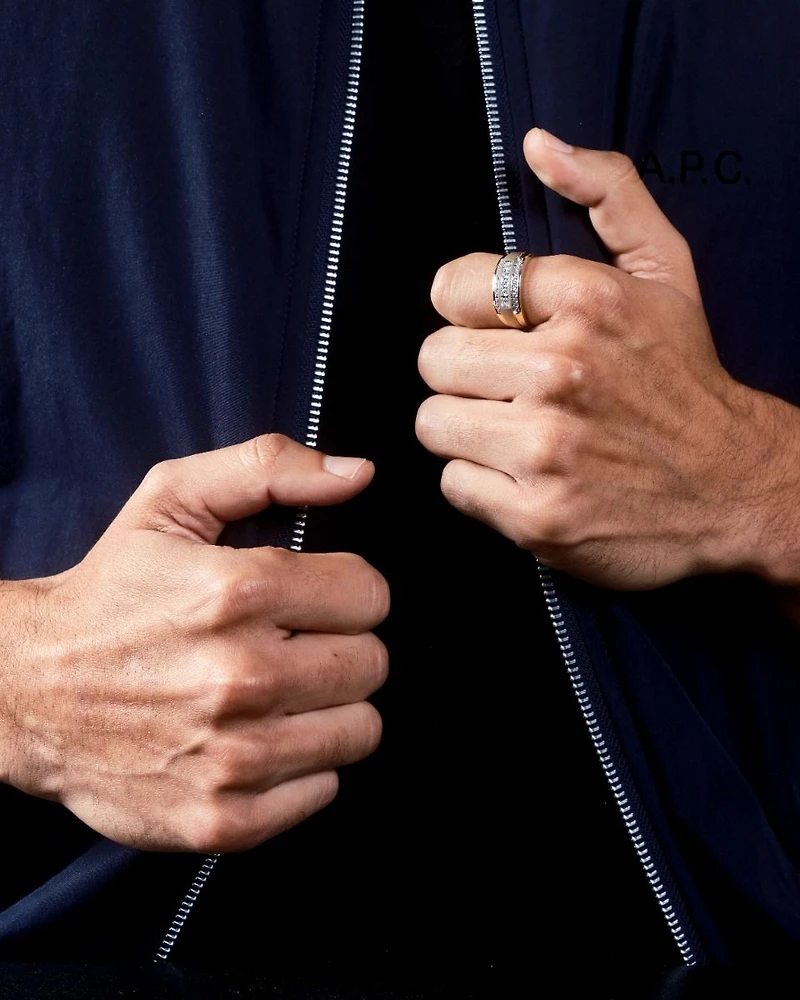 14K Gold Two Tone Men's Diamond Channel Set Band