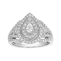 14K Gold Pear Shaped Double Halo Diamond Ring