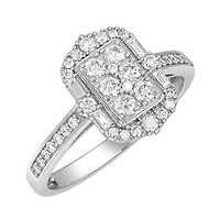 14K White Gold Emerald Shaped Diamond Ring