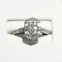 14K White Gold Emerald Shaped Diamond Ring