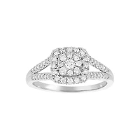 14K White Gold Cushion Cluster Diamond Ring