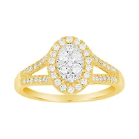 14K Yellow Gold Oval Cluster Diamond Ring