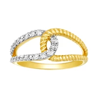 14K Yellow Gold Rope and Diamond Interlock Band